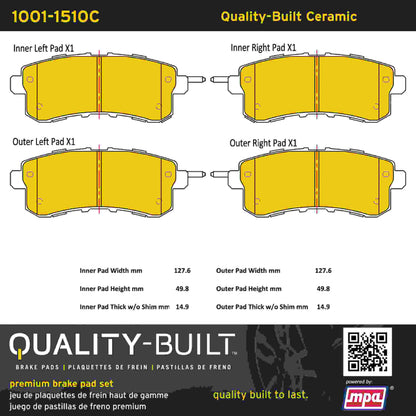 Quality-Built Quality-Built Premium Ceramic Brake Pads w/ Hardware 1001-1510C