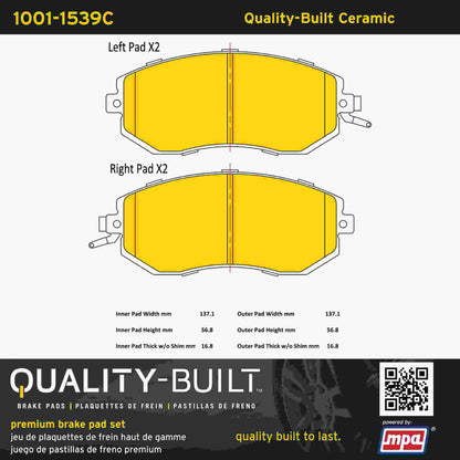 Quality-Built Quality-Built Premium Ceramic Brake Pads w/ Hardware 1001-1539C