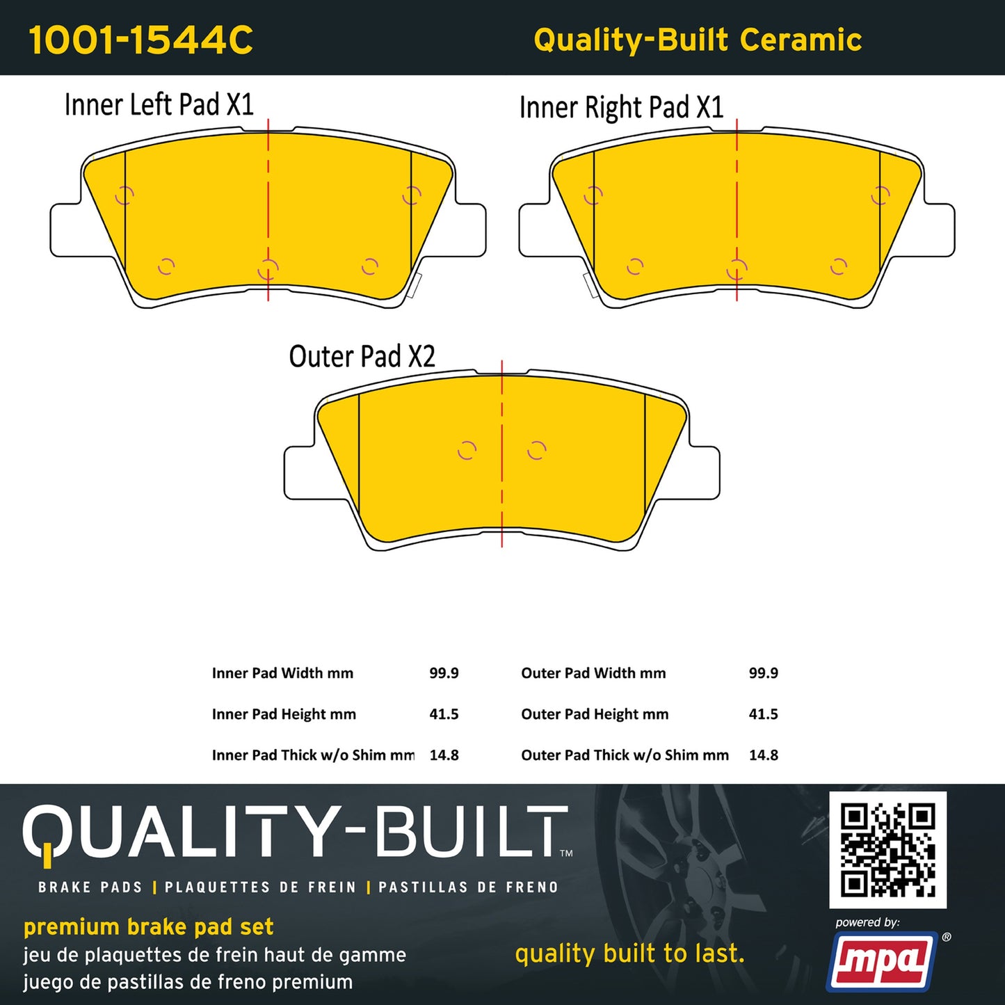 Quality-Built Quality-Built Premium Ceramic Brake Pads w/ Hardware 1001-1544C