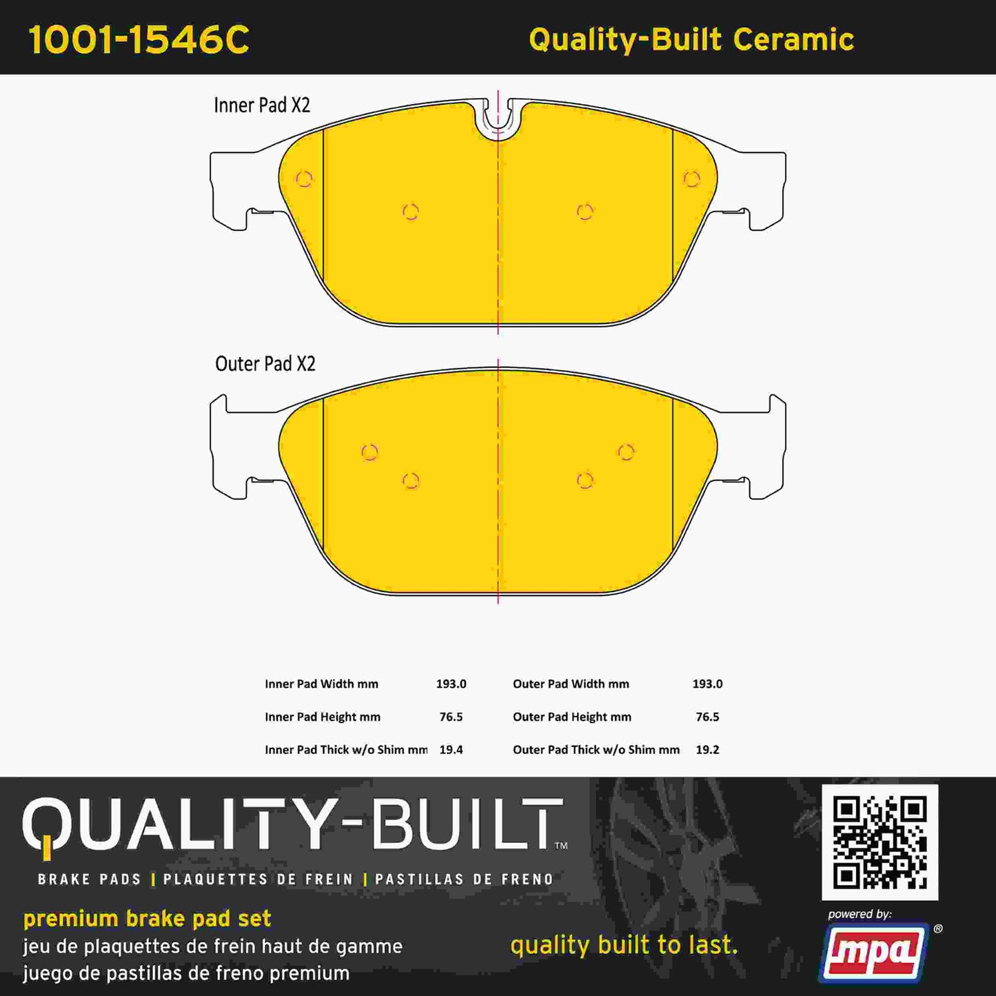 Quality-Built Quality-Built Premium Ceramic Brake Pads 1001-1546C