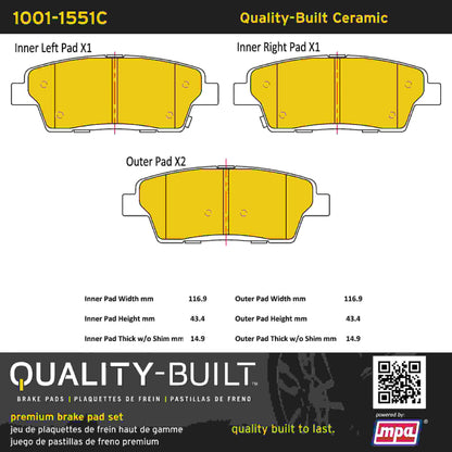 Quality-Built Quality-Built Premium Ceramic Brake Pads w/ Hardware 1001-1551C