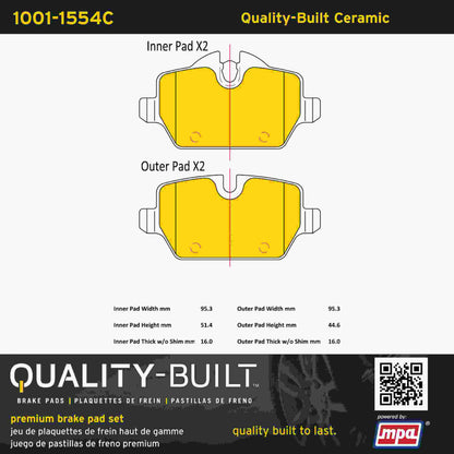 Quality-Built Quality-Built Premium Ceramic Brake Pads w/ Hardware 1001-1554C