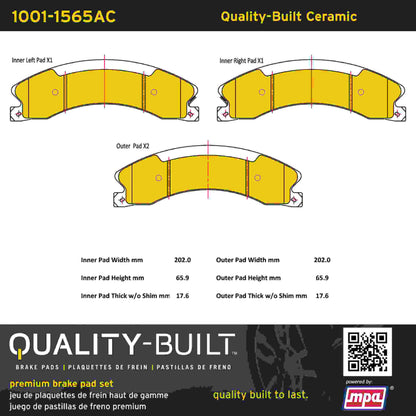Quality-Built Quality-Built Premium Ceramic Brake Pads w/ Hardware 1001-1565AC