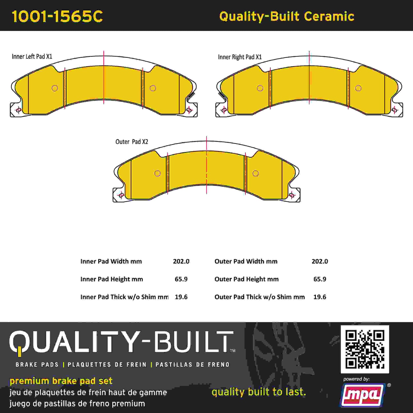 Quality-Built Quality-Built Premium Ceramic Brake Pads w/ Hardware 1001-1565C