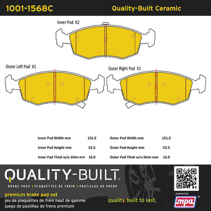Quality-Built Quality-Built Premium Ceramic Brake Pads w/ Hardware 1001-1568C