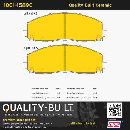 Quality-Built Quality-Built Premium Ceramic Brake Pads w/ Hardware 1001-1589C