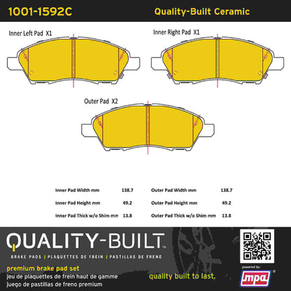 Quality-Built Quality-Built Premium Ceramic Brake Pads w/ Hardware 1001-1592C