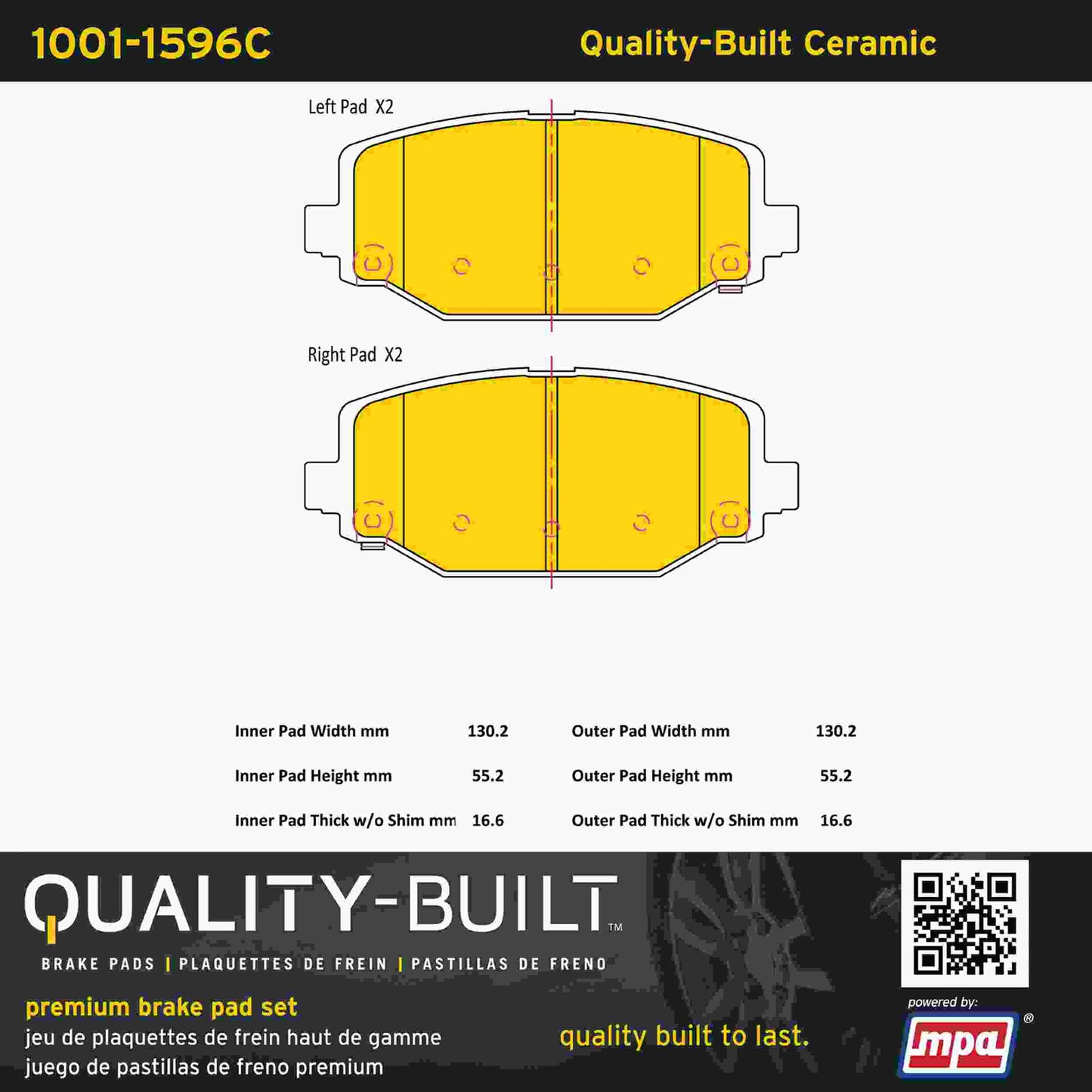 Quality-Built Quality-Built Premium Ceramic Brake Pads w/ Hardware 1001-1596C
