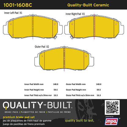 Quality-Built Quality-Built Premium Ceramic Brake Pads w/ Hardware 1001-1608C