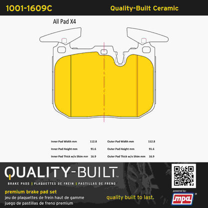 Quality-Built Quality-Built Premium Ceramic Brake Pads w/ Hardware 1001-1609C