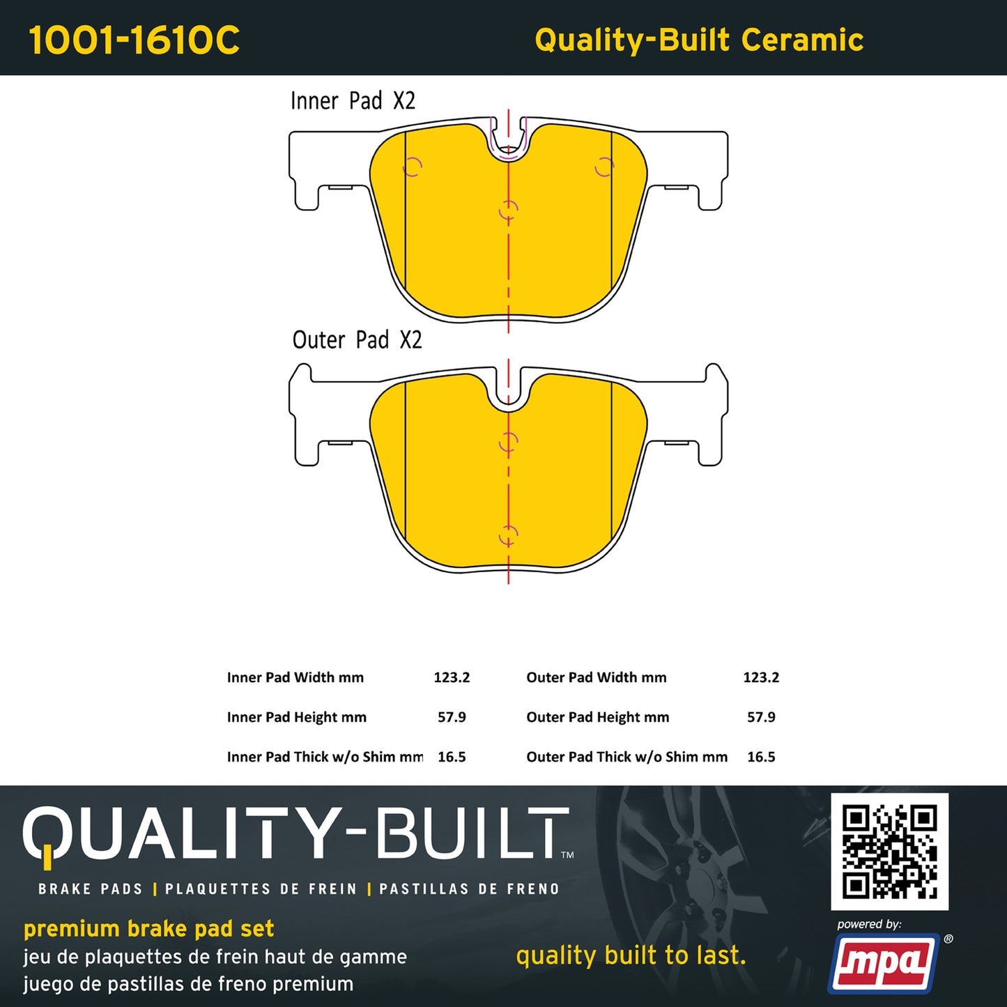 Quality-Built Quality-Built Premium Ceramic Brake Pads w/ Hardware 1001-1610C