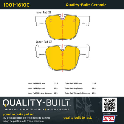 Quality-Built Quality-Built Premium Ceramic Brake Pads w/ Hardware 1001-1610C