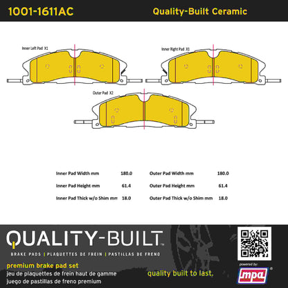 Quality-Built Quality-Built Premium Ceramic Brake Pads w/ Hardware 1001-1611AC