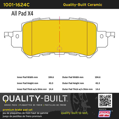 Quality-Built Quality-Built Premium Ceramic Brake Pads w/ Hardware 1001-1624C