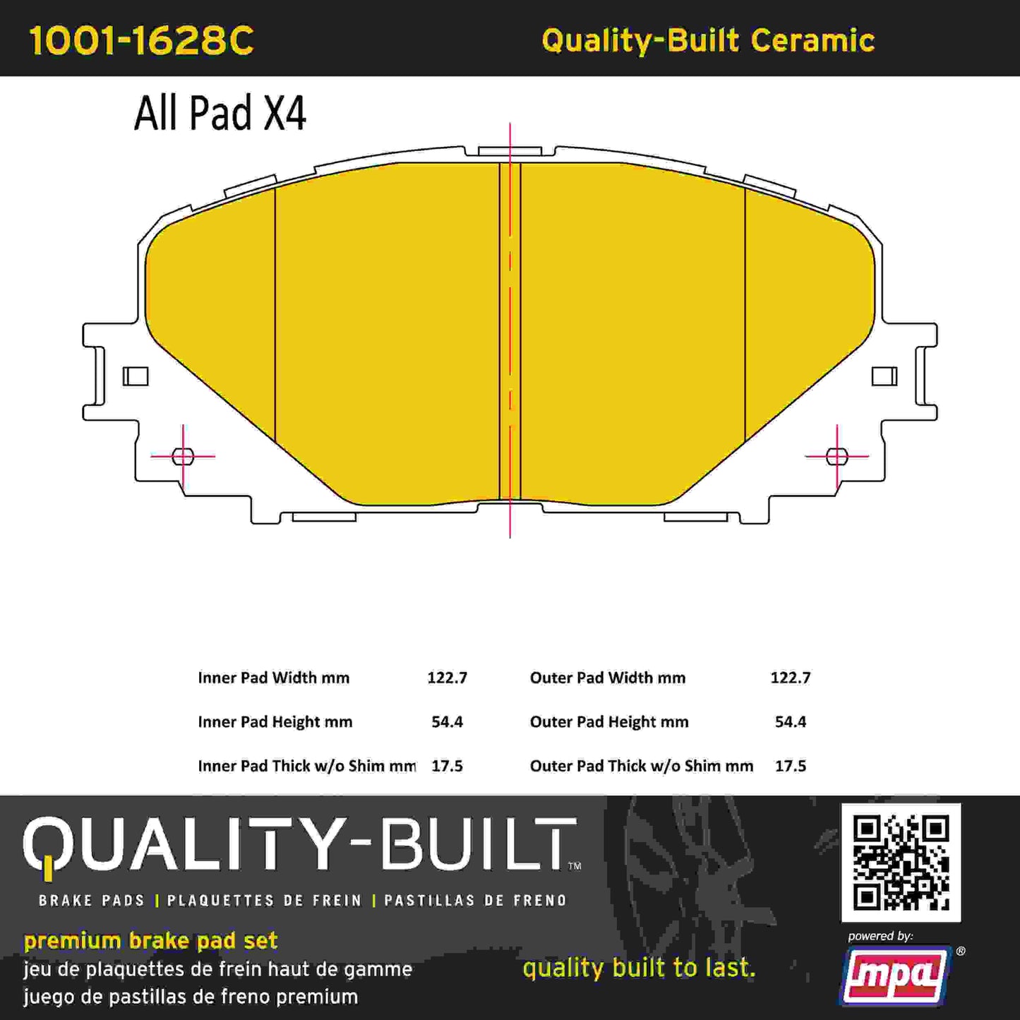 Quality-Built Quality-Built Premium Ceramic Brake Pads w/ Hardware 1001-1628C