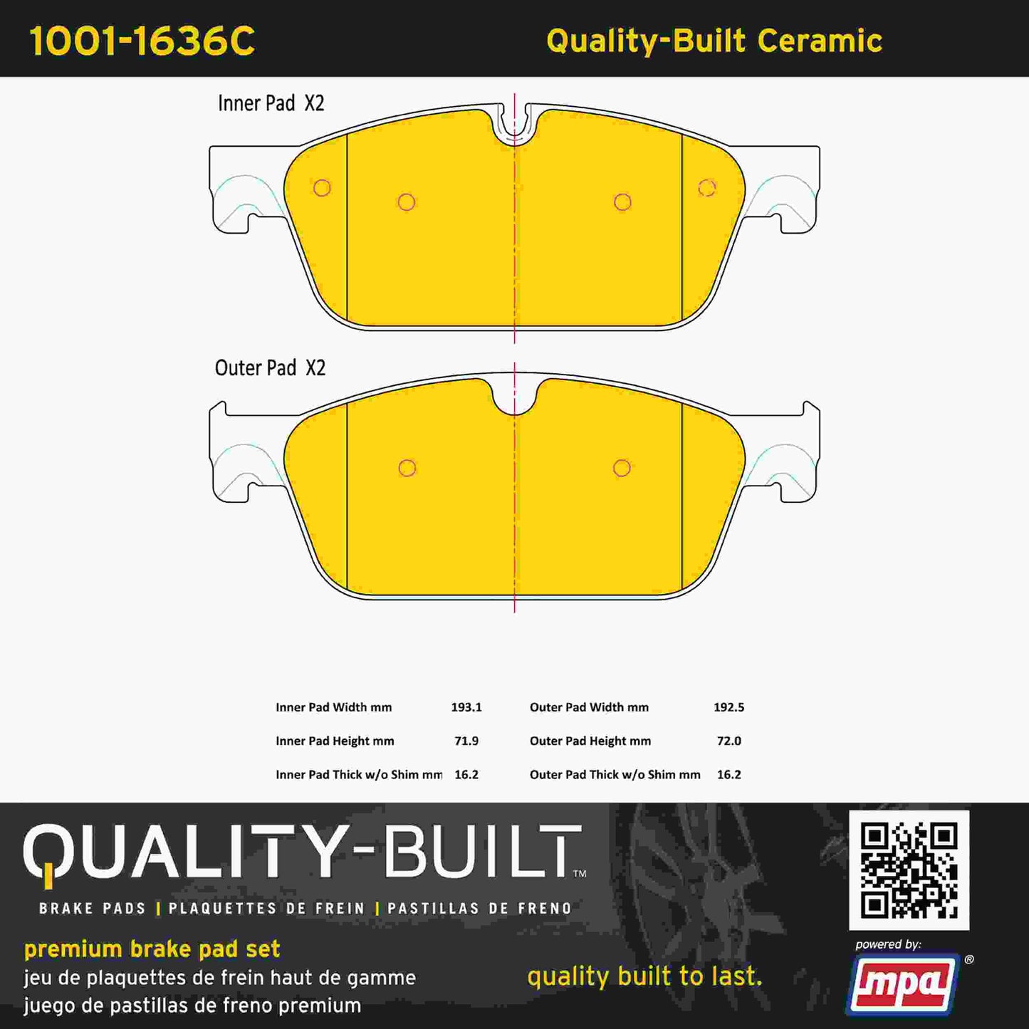 Quality-Built Quality-Built Premium Ceramic Brake Pads 1001-1636C