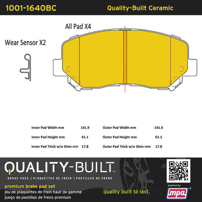 Quality-Built Quality-Built Premium Ceramic Brake Pads w/ Hardware 1001-1640BC