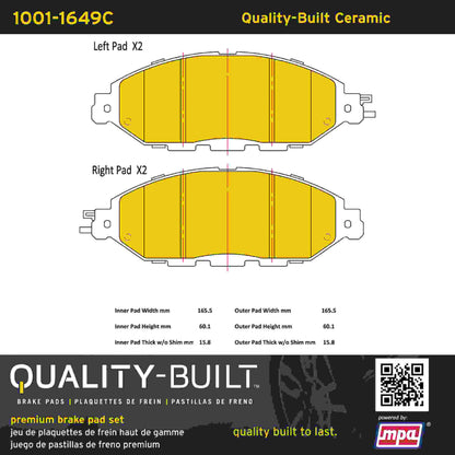 Quality-Built Quality-Built Premium Ceramic Brake Pads w/ Hardware 1001-1649C