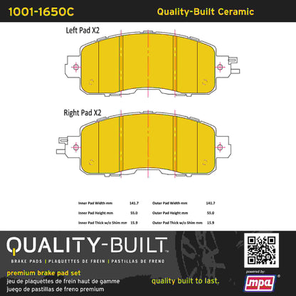 Quality-Built Quality-Built Premium Ceramic Brake Pads w/ Hardware 1001-1650C