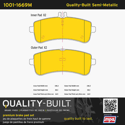 Quality-Built Quality-Built Premium Semi-Metallic Brake Pads w/ Hardware 1001-1669M