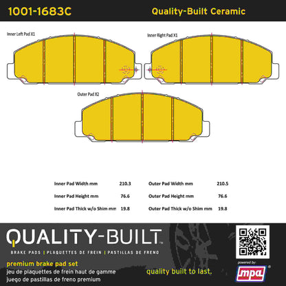 Quality-Built Quality-Built Premium Ceramic Brake Pads w/ Hardware 1001-1683C