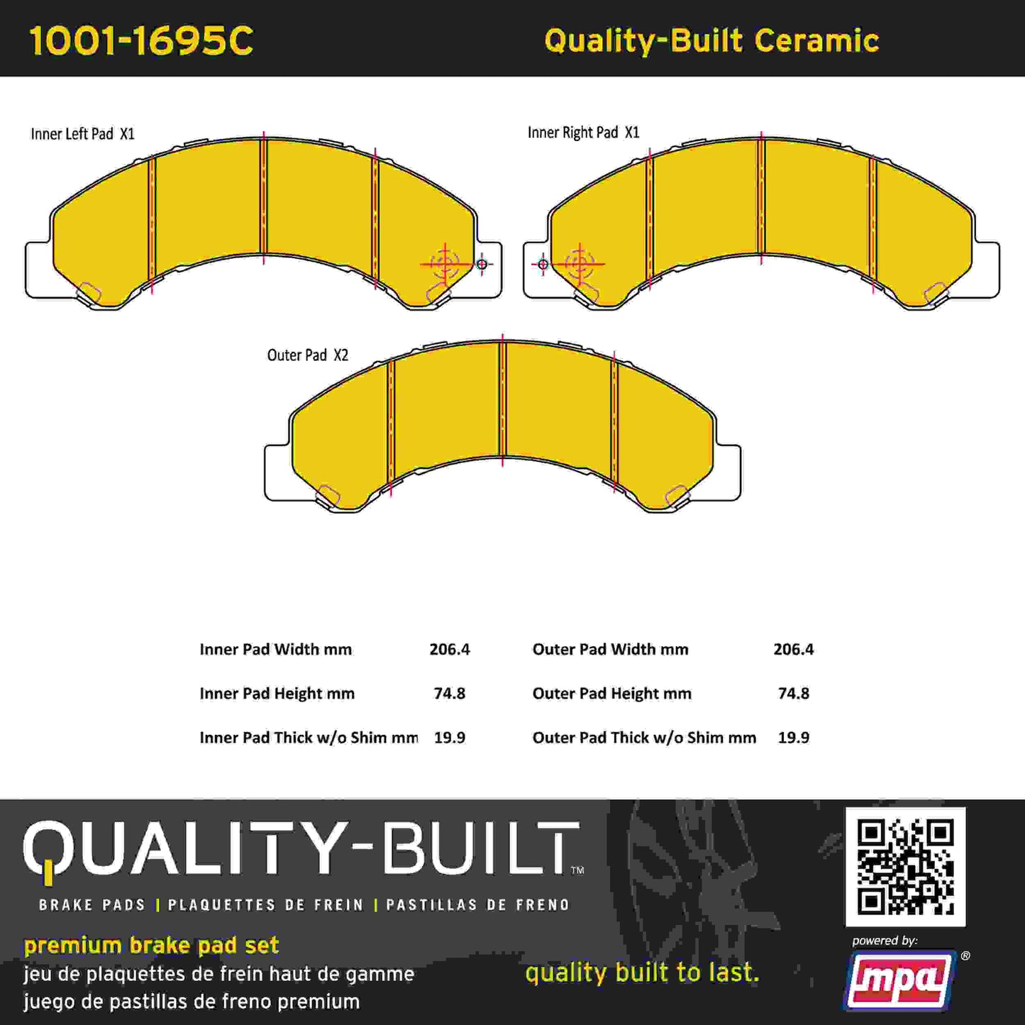 Quality-Built Quality-Built Premium Ceramic Brake Pads w/ Hardware 1001-1695C