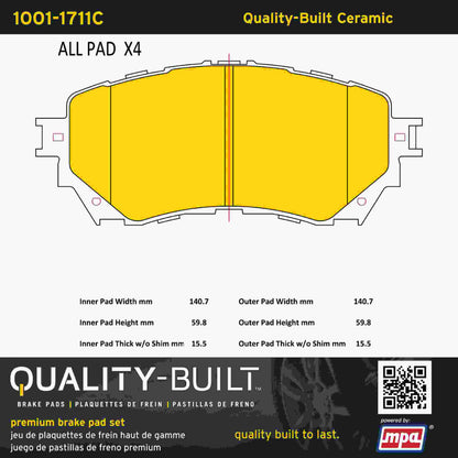 Quality-Built Quality-Built Premium Ceramic Brake Pads w/ Hardware 1001-1711C