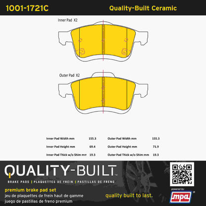 Quality-Built Quality-Built Premium Ceramic Brake Pads w/ Hardware 1001-1721C