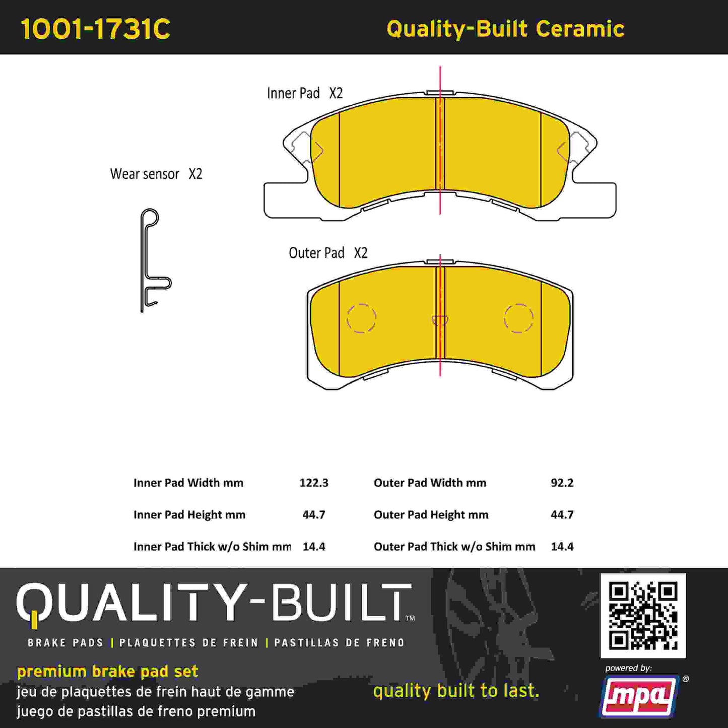 Quality-Built Quality-Built Premium Ceramic Brake Pads w/ Hardware 1001-1731C