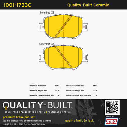 Quality-Built Quality-Built Premium Ceramic Brake Pads w/ Hardware 1001-1733C
