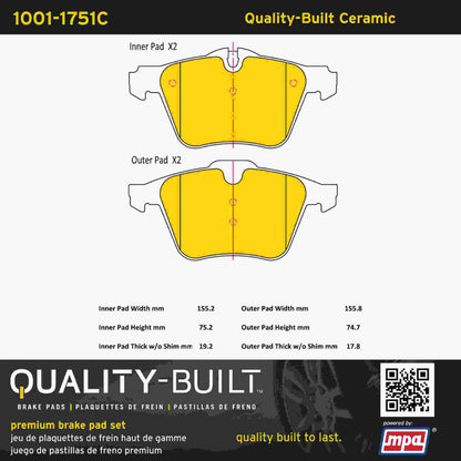 Quality-Built Quality-Built Premium Ceramic Brake Pads w/ Hardware 1001-1751C