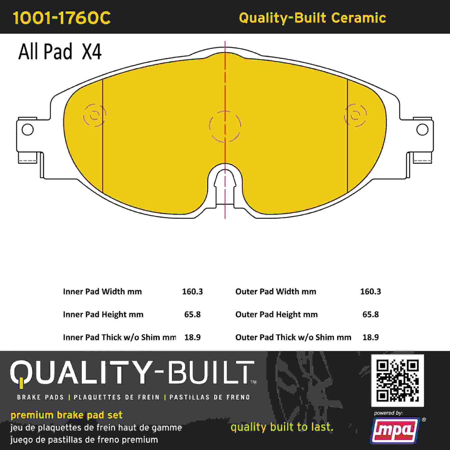 Quality-Built Quality-Built Premium Ceramic Brake Pads 1001-1760C