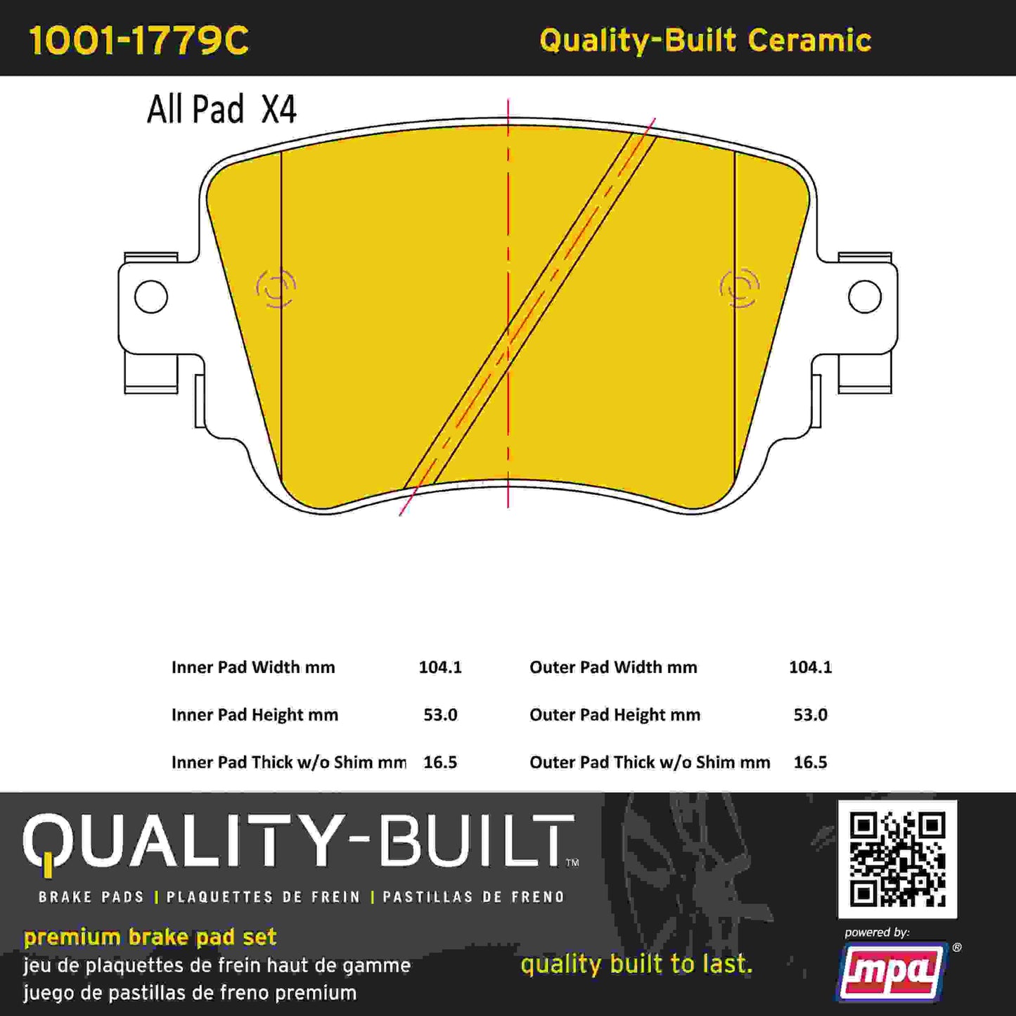 Quality-Built Quality-Built Premium Ceramic Brake Pads 1001-1779C