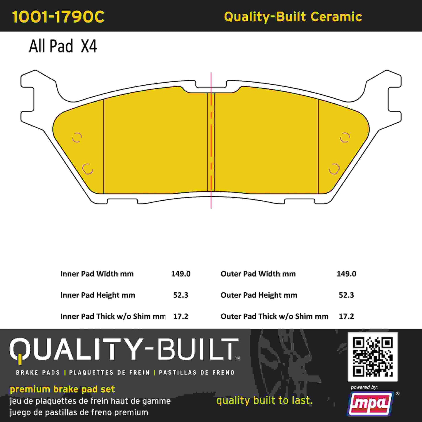 Quality-Built Quality-Built Premium Ceramic Brake Pads w/ Hardware 1001-1790C