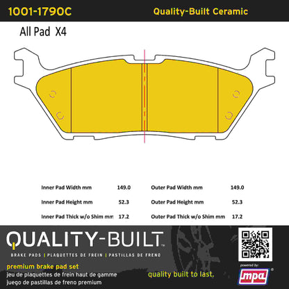Quality-Built Quality-Built Premium Ceramic Brake Pads w/ Hardware 1001-1790C
