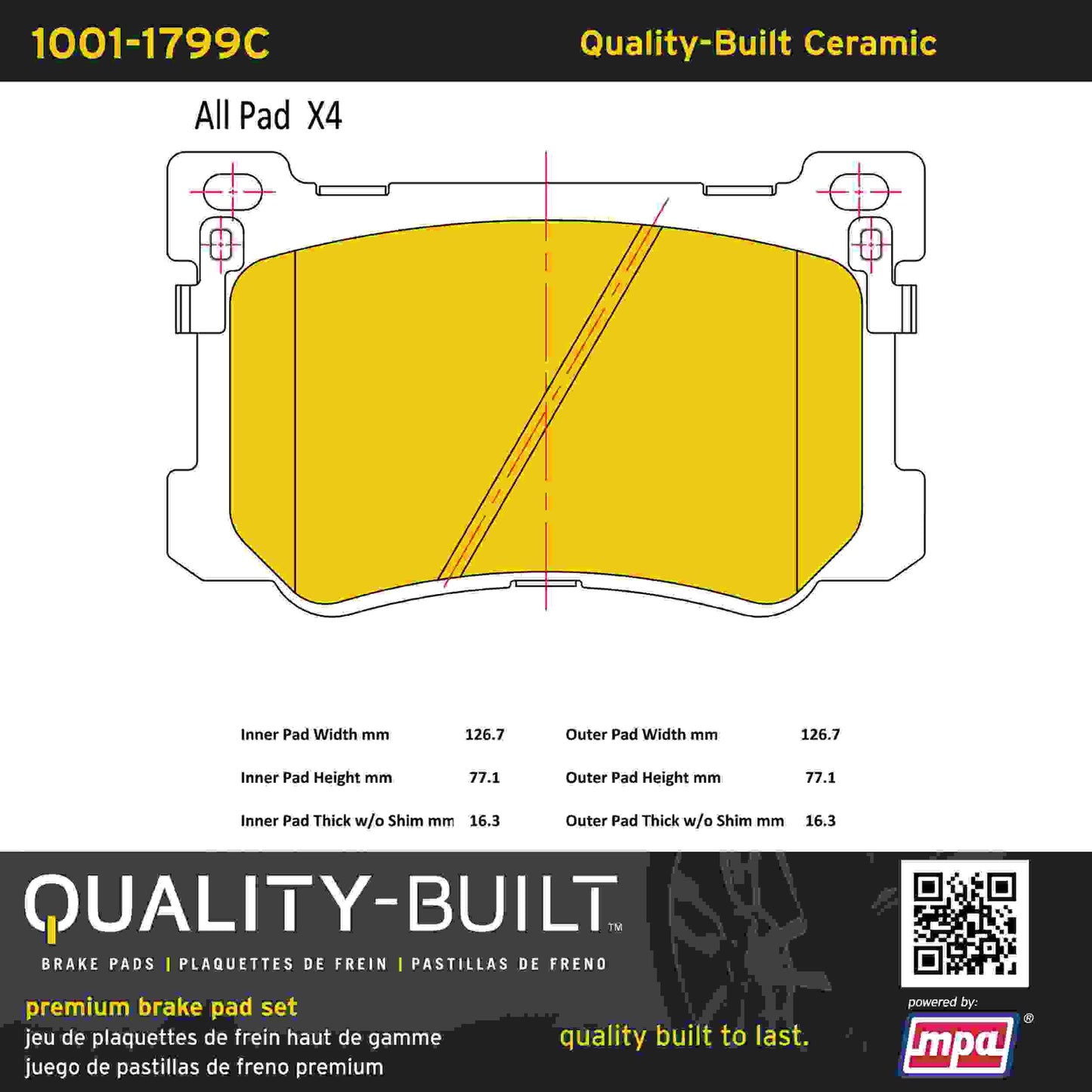 Quality-Built Quality-Built Premium Ceramic Brake Pads 1001-1799C