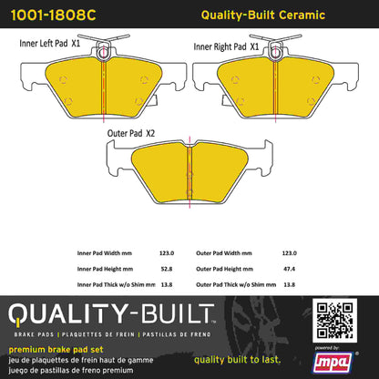 Quality-Built Quality-Built Premium Ceramic Brake Pads w/ Hardware 1001-1808C