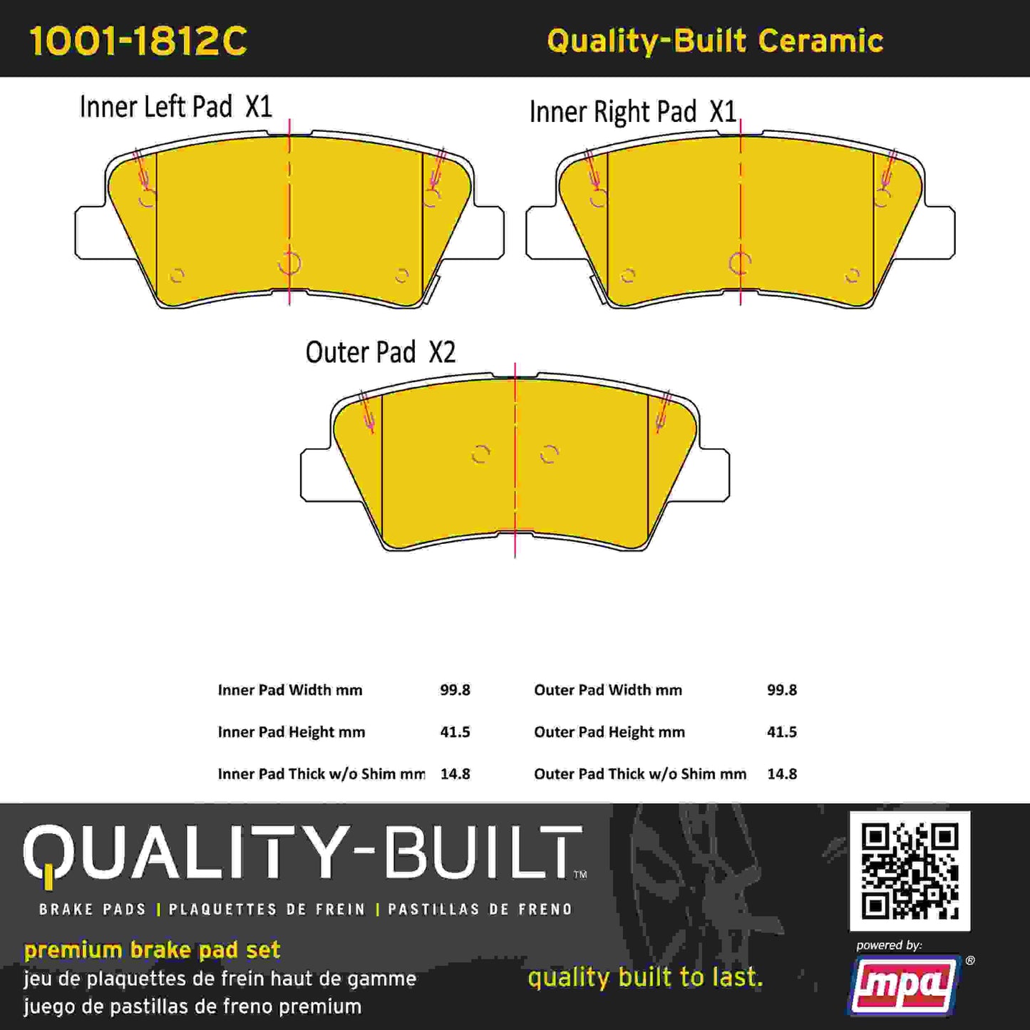 Quality-Built Quality-Built Premium Ceramic Brake Pads 1001-1812C