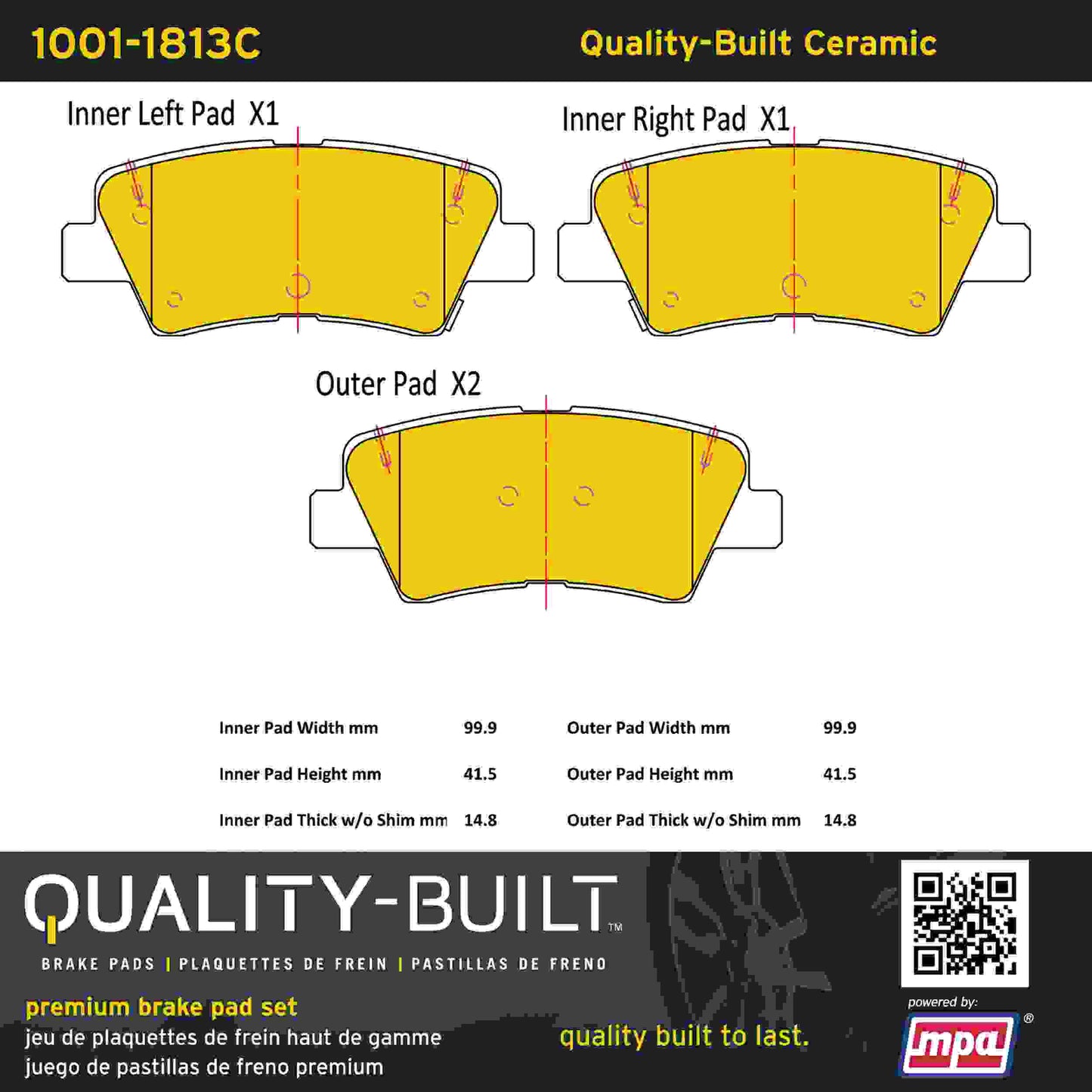 Quality-Built Quality-Built Premium Ceramic Brake Pads w/ Hardware 1001-1813C