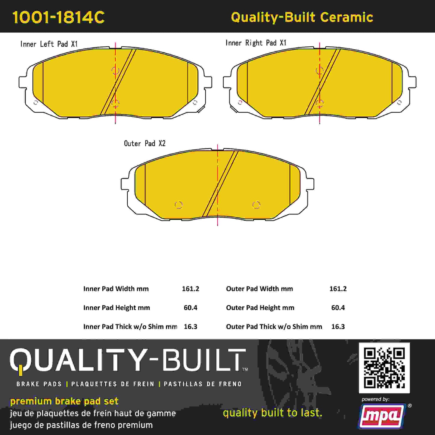 Quality-Built Quality-Built Premium Ceramic Brake Pads w/ Hardware 1001-1814C