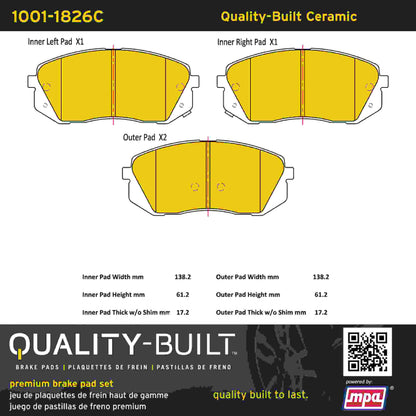 Quality-Built Quality-Built Premium Ceramic Brake Pads w/ Hardware 1001-1826C