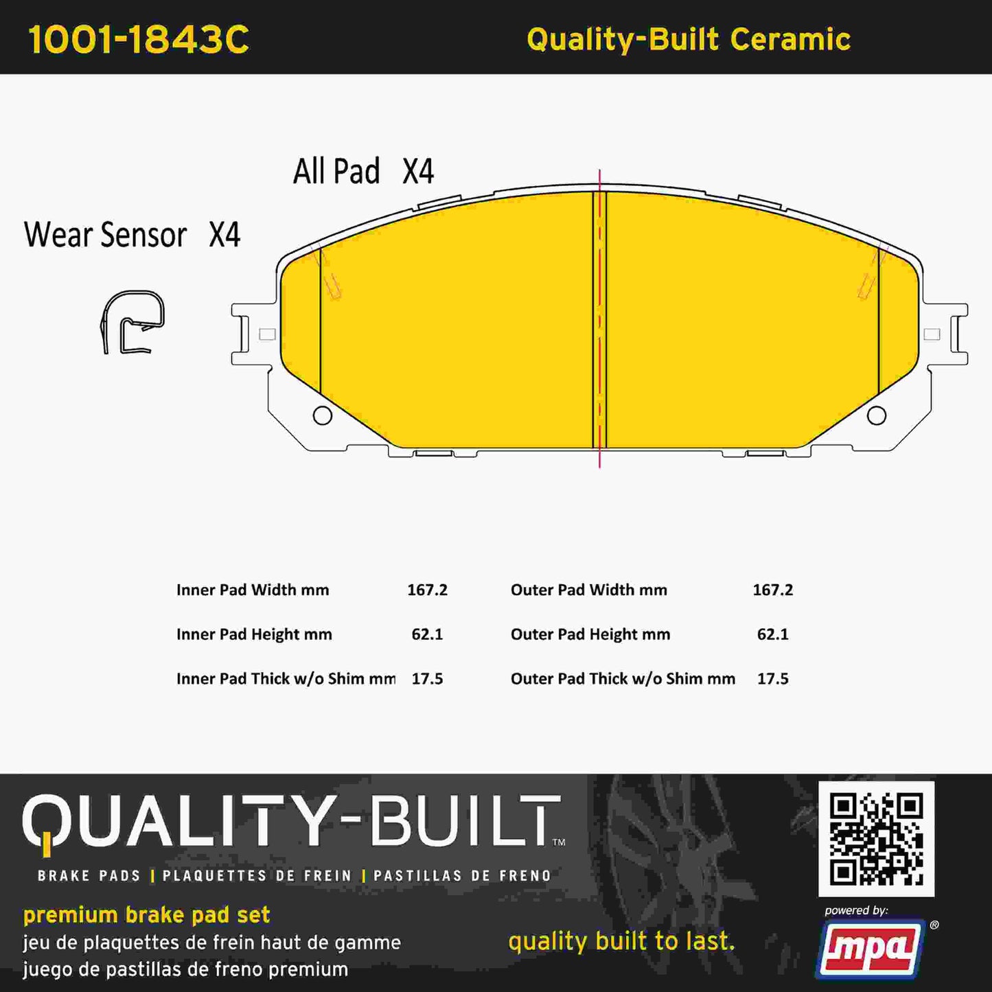 Quality-Built Quality-Built Premium Ceramic Brake Pads w/ Hardware 1001-1843C