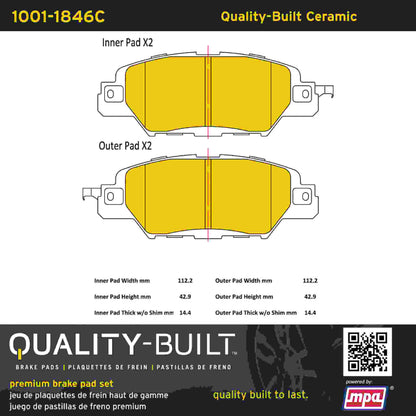 Quality-Built Quality-Built Premium Ceramic Brake Pads w/ Hardware 1001-1846C