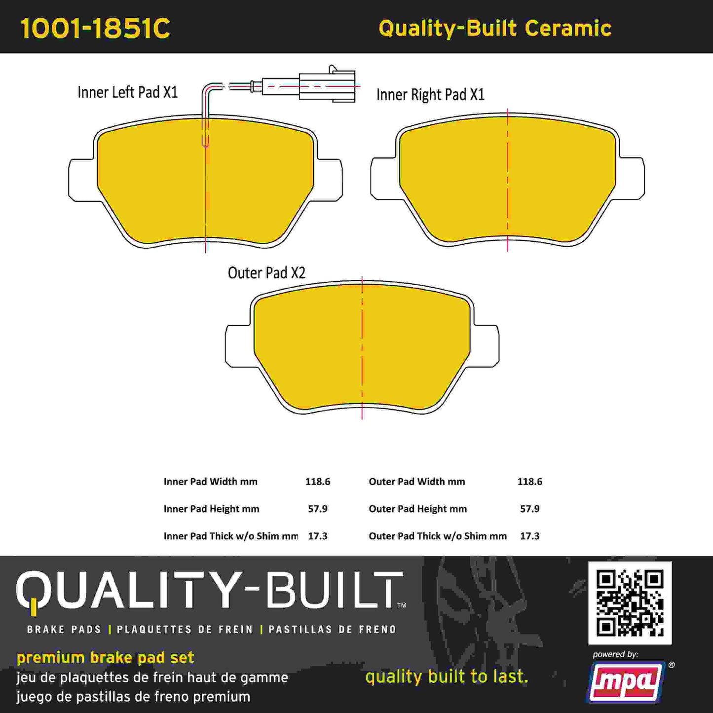 Quality-Built Quality-Built Premium Ceramic Brake Pads 1001-1851C