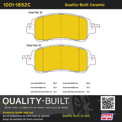 Quality-Built Quality-Built Premium Ceramic Brake Pads w/ Hardware 1001-1852C