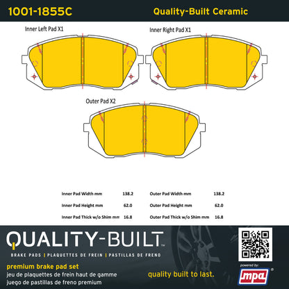 Quality-Built Quality-Built Premium Ceramic Brake Pads w/ Hardware 1001-1855C