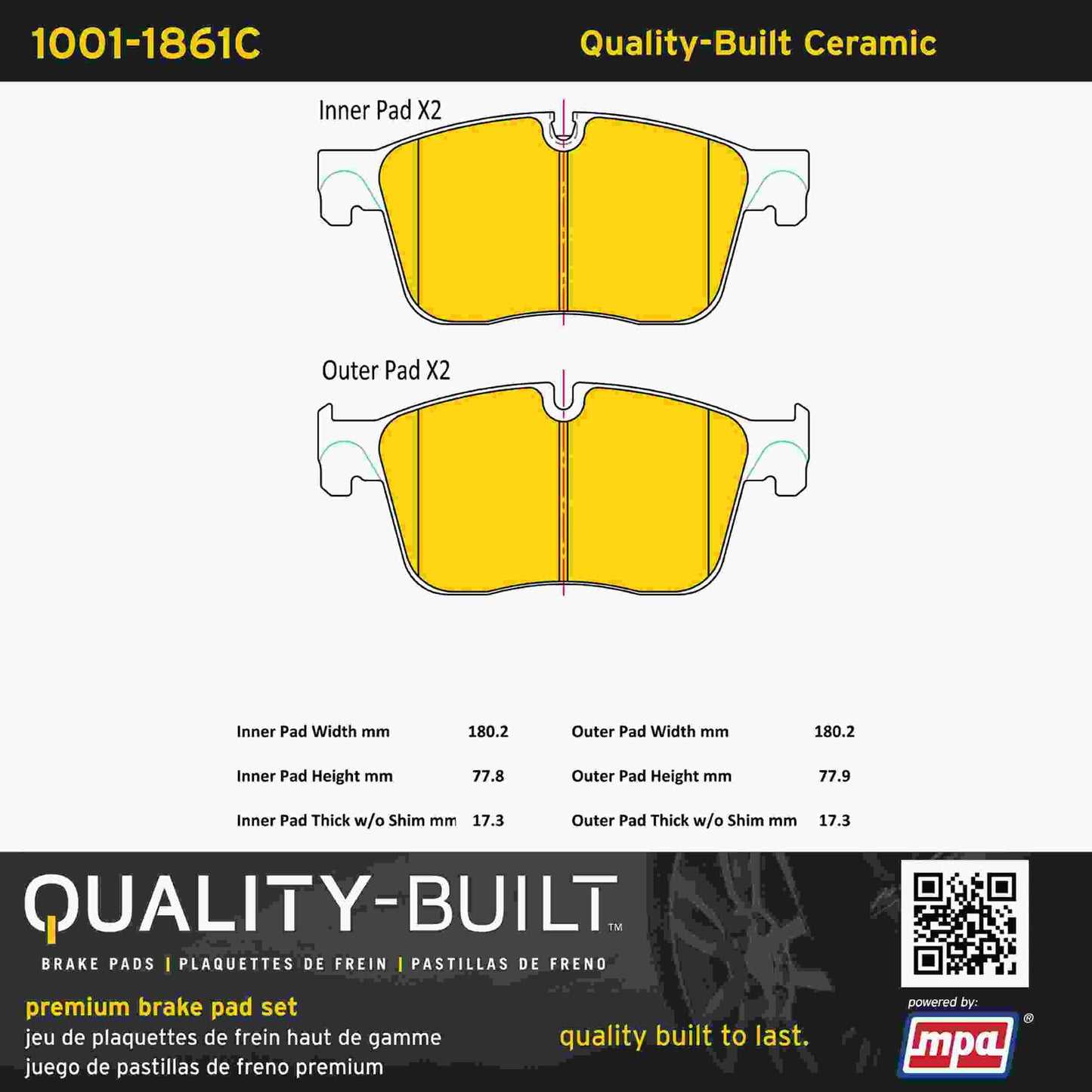 Quality-Built Quality-Built Premium Ceramic Brake Pads 1001-1861C