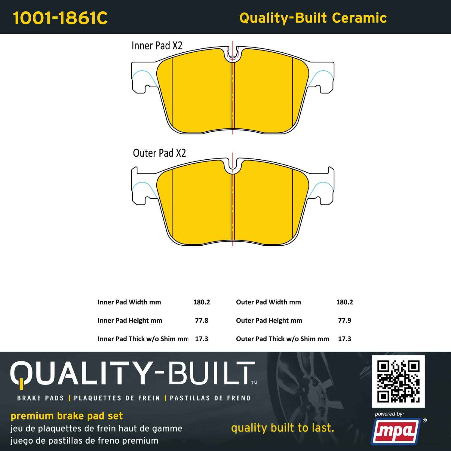 Quality-Built Quality-Built Premium Ceramic Brake Pads 1001-1861C