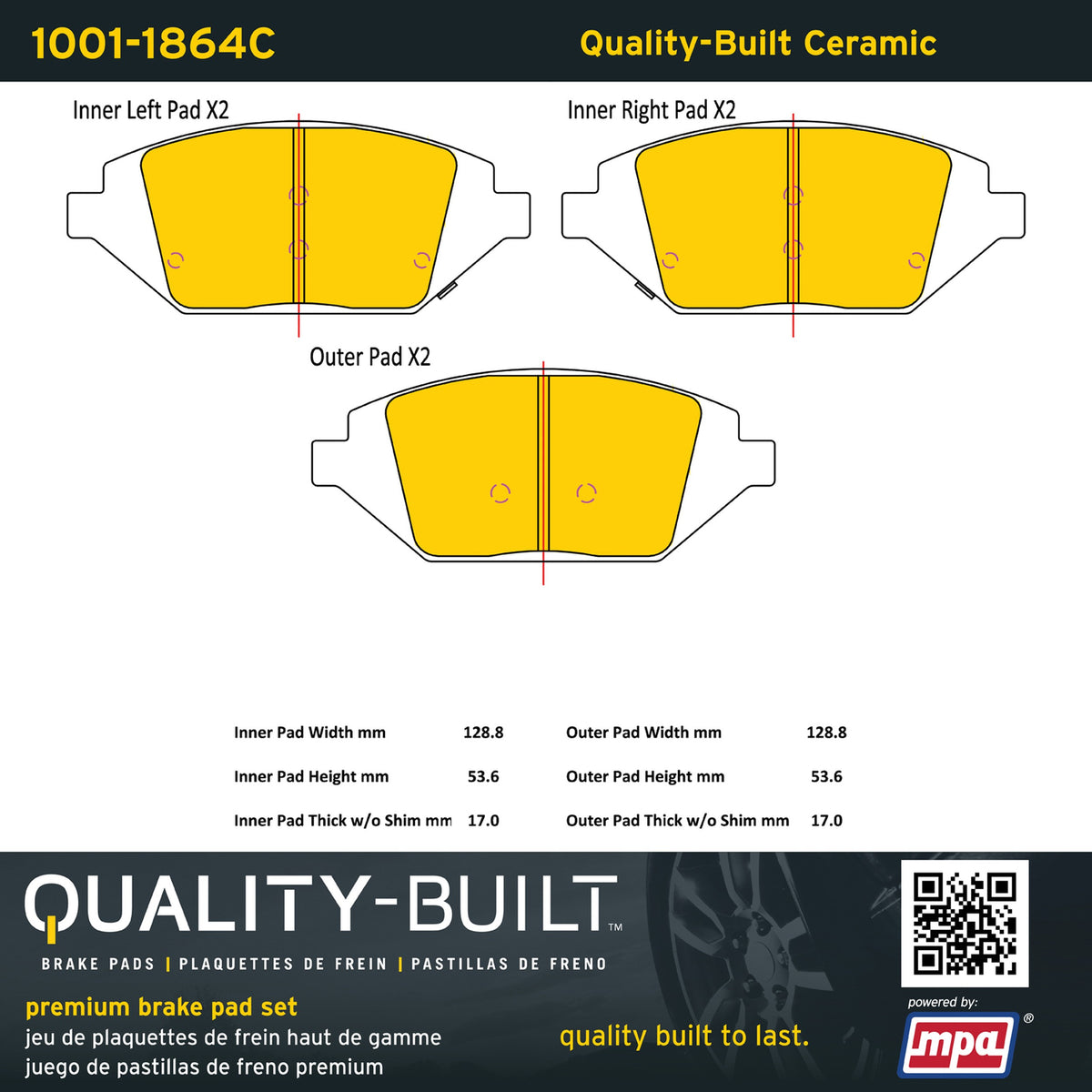Quality-Built Quality-Built Premium Ceramic Brake Pads w/ Hardware 1001-1864C