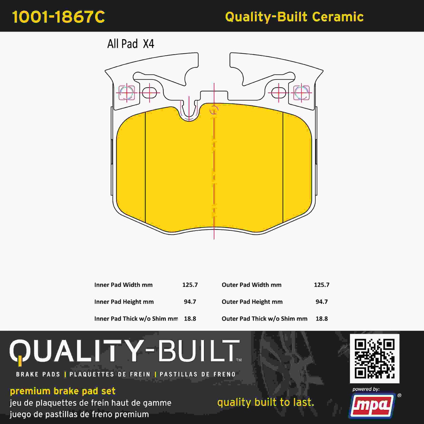 Quality-Built Quality-Built Premium Ceramic Brake Pads 1001-1867C